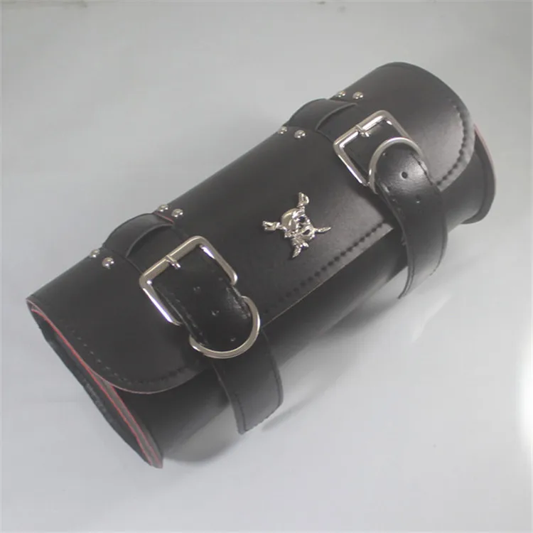 Черная круглая кожаная сумка для мотокросса чемодан скутера аксессуары