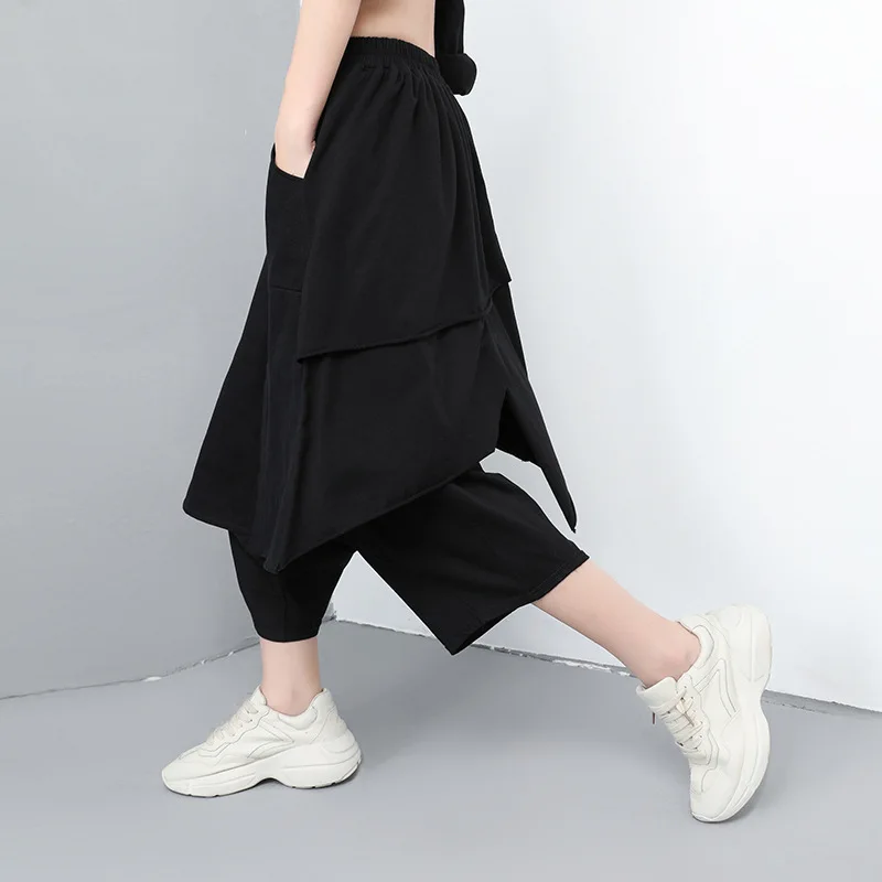 LANMREM может отправить 2020 осенние модные Новые лоскутные брюки из двух частей