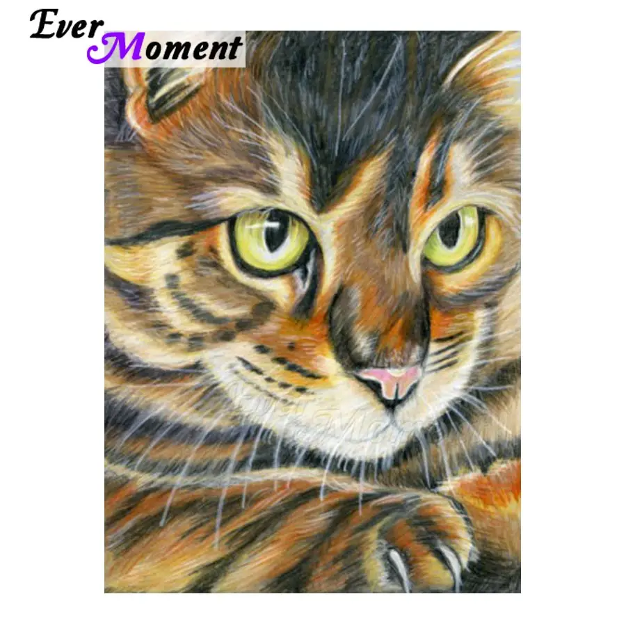 Картина с алмазной мозаикой Ever Moment 5D DIY кошка полностью квадратная картина Стразы