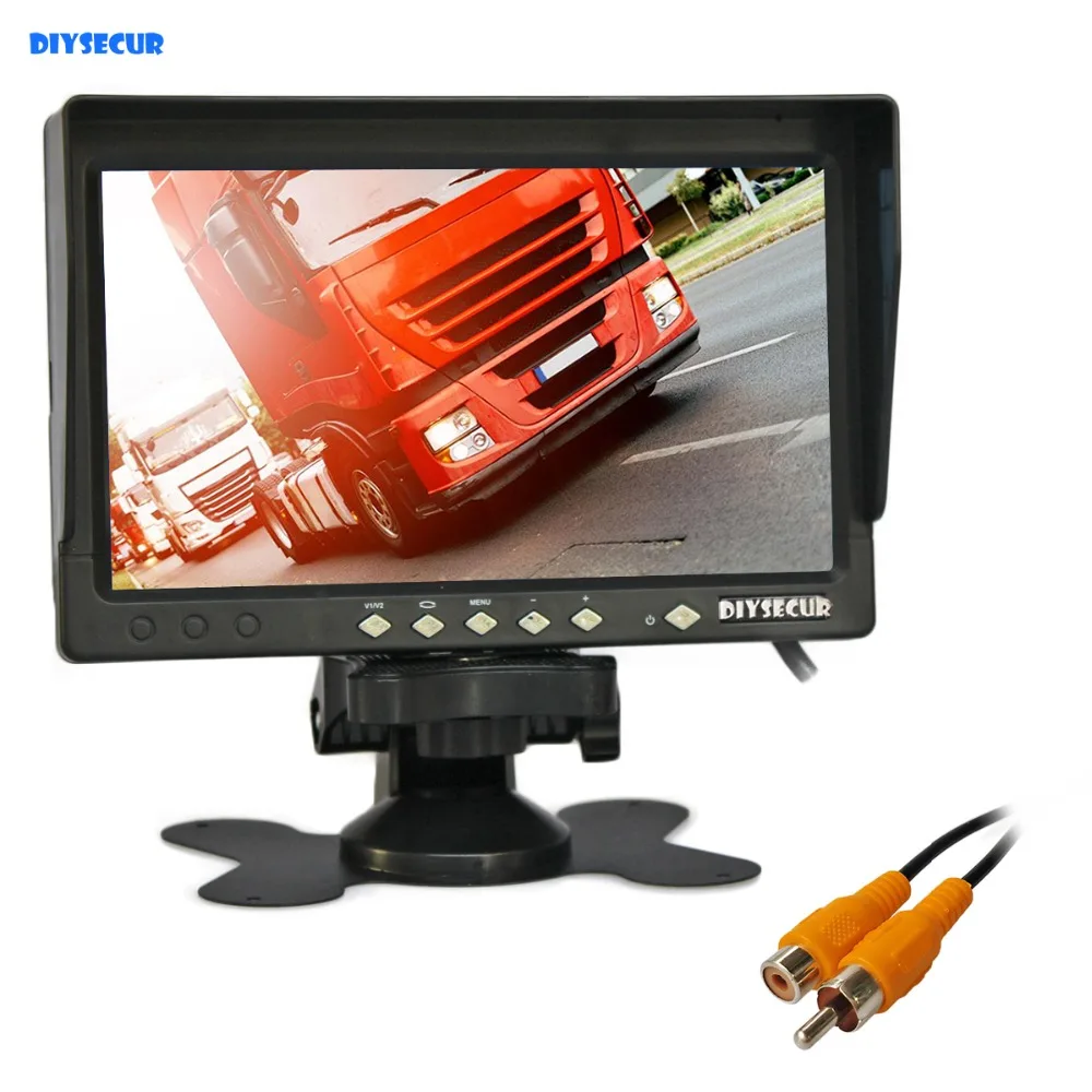 DIYSECUR AHD 800x480 7inch TFT LCD Car Monitor Rear View Monitor Support 1080P AHD Camera with Sun Hood Visor