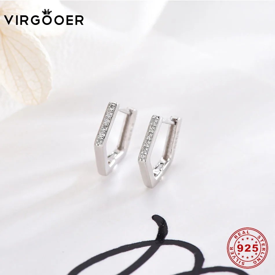 Virgooer 925 серебряные серьги cz клипса для женщин Девушка ювелирные изделия