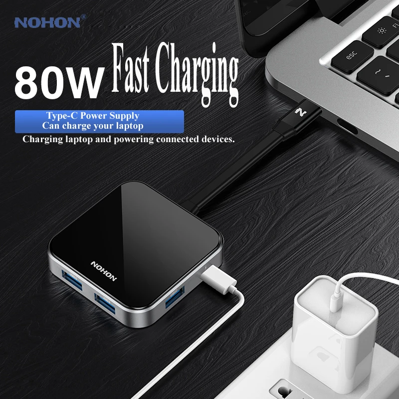 Концентратор USB C Nohon 3 0 адаптер HDMI Thunderbolt для MacBook Huawei P20 Pro Mate10 Samsung Galaxy S9 Note 9