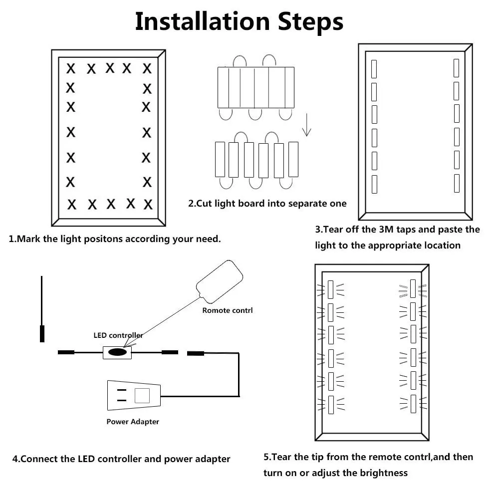 Набор светодиодных косметических светильников для макияжа 60 светодиодов набор