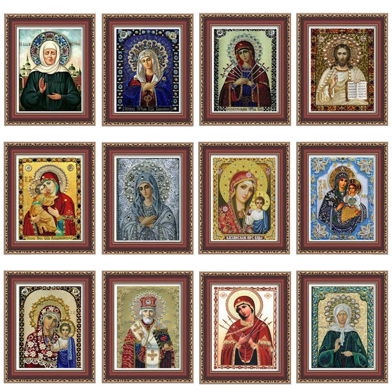 

DIY Diamond Painting Cross Stitch Religion Icon Of Leader Diamond Mosaic Needlework CraftsRound Diamond Full Embroidery Religion