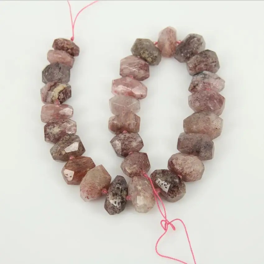 Natural Stones Strawberry Quartz Cut Slab Beads Necklace Center Drilled Raw Crystals Faceted Nugget Points Pendants Bulk | Украшения и