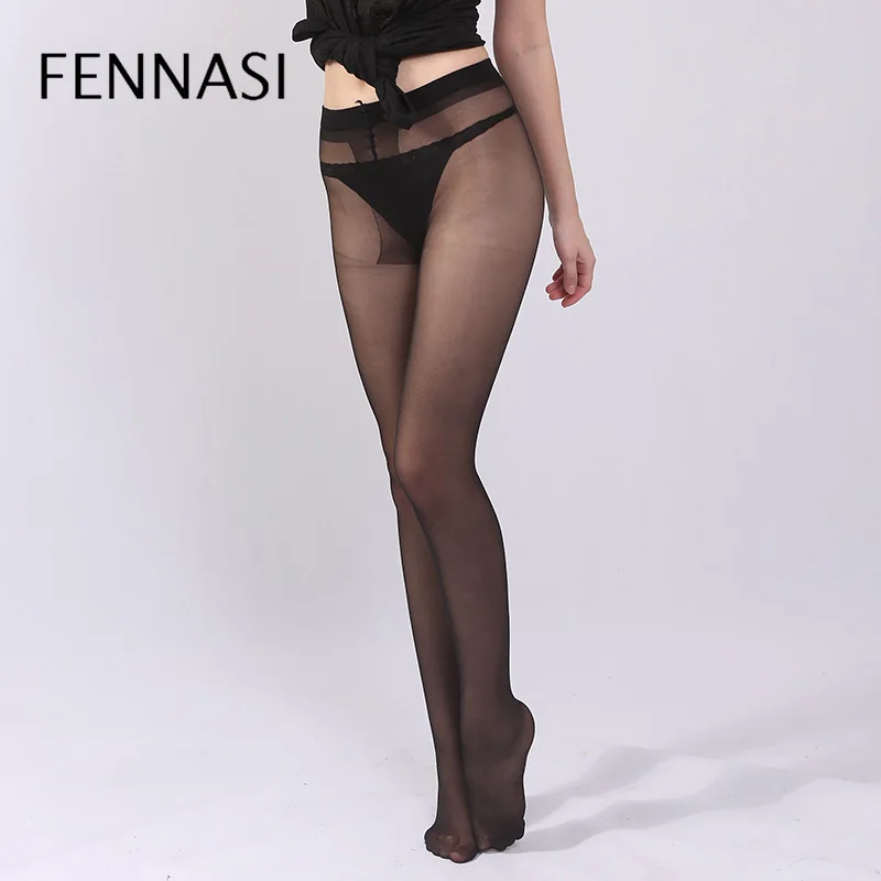 Женские прозрачные колготки FENNASI тонкие черные с высокой талией | Женская одежда
