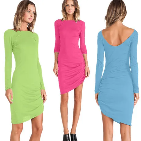 2016 Новый Bodycon Платье Женщины С Длинным Рукавом Асимметричный Женщина Партия