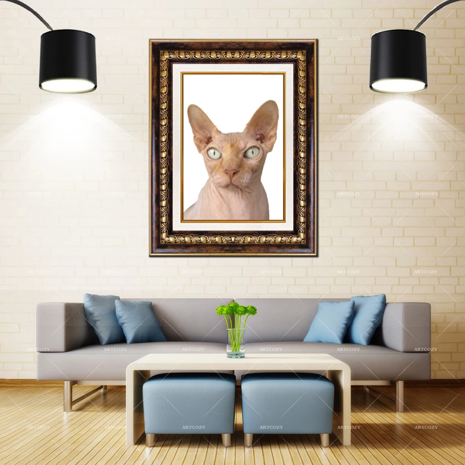 Водонепроницаемая картина маслом Artcozy на холсте с абстрактными кошками в золотой