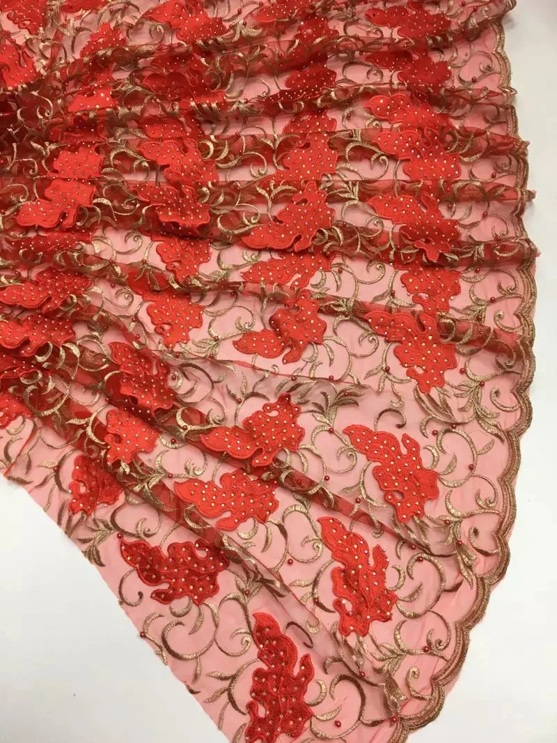 100% of the 2017 high quality tulle Nigeria Swiss yarn polishing water soluble lace embroidery voile fabric and beaded | Дом и сад