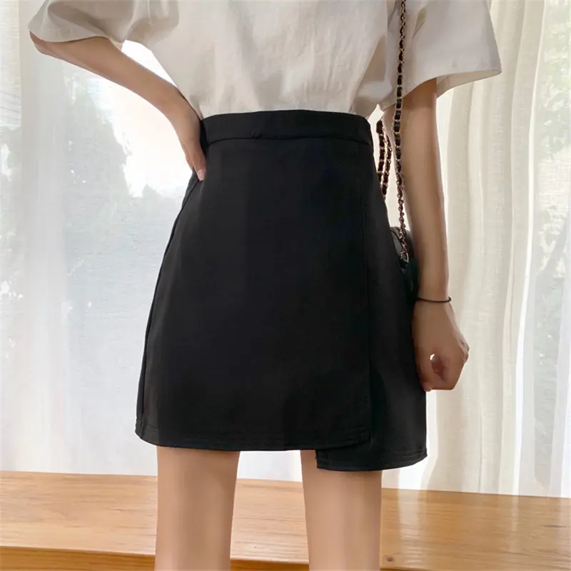 Hzirip 2019 Summer Fork Vintage Irregular A-Line Slender High Waist Sexy Office Lady Mid-Calf Solid Split Casual Mini Skirts | Женская