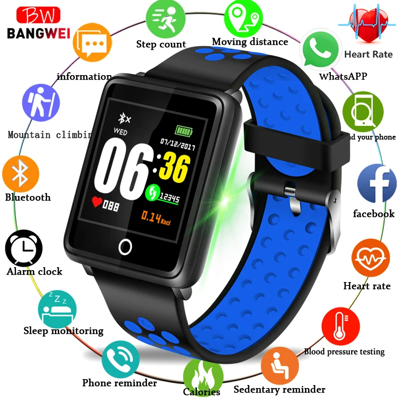 BANGWEI спортивные Смарт часы IP67 Водонепроницаемый Фитнес соединение Bluetooth Android ios