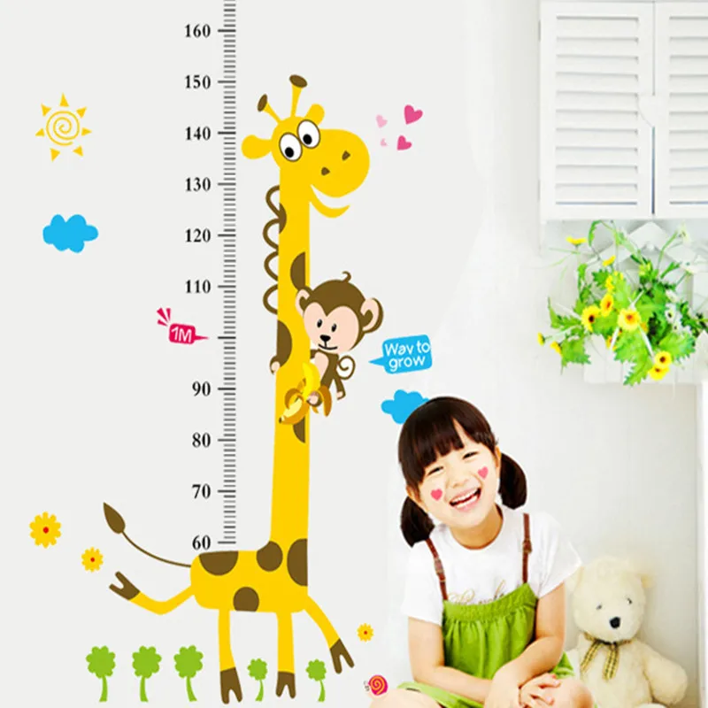 Съемный стикер на стену Жираф Высота наклейки детская комната мультфильм Размер