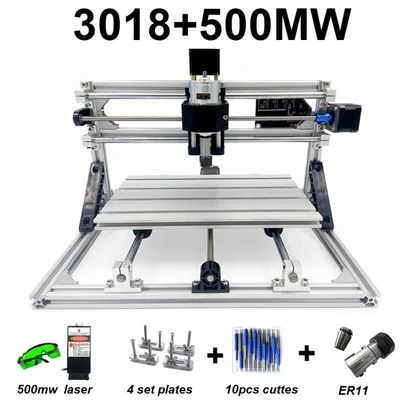 3018 - 500mw laser CNC3018 withER11, Diy мини ЧПУ гравировальный станок, лазерная гравировка, Pcb ПВХ фрезерный станок, деревообрабатывающий станок, CNC 3018, лучшие передовые игрушки - Цвет: 3018 - 500mw laser