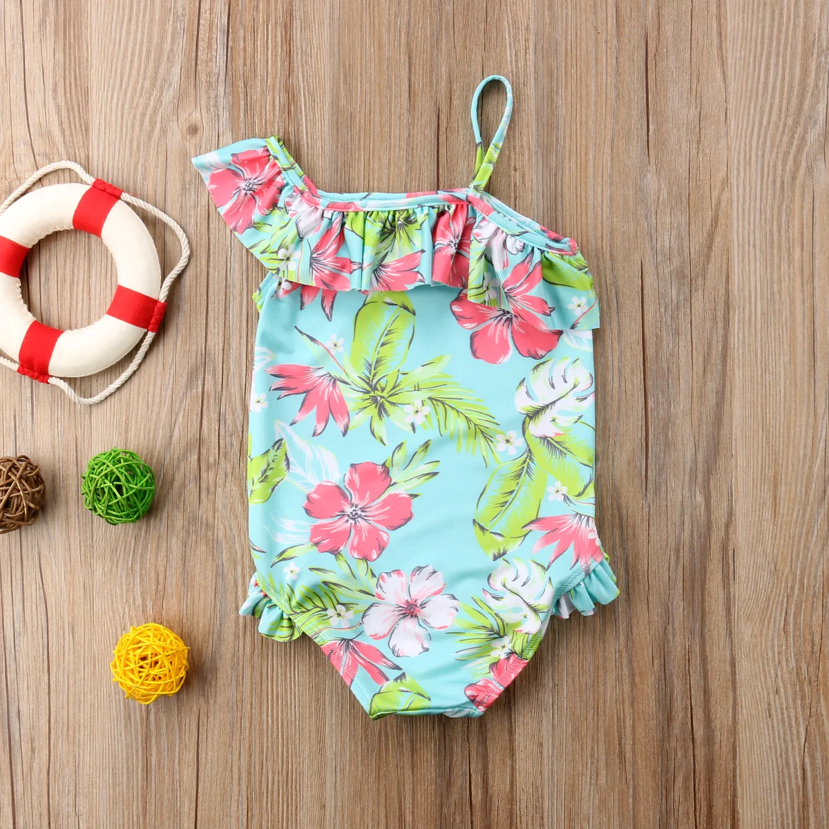 Купальник бикини с цветочным принтом для новорожденных и маленьких девочек