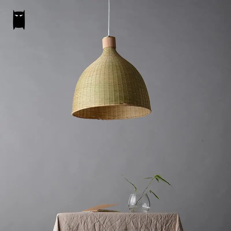 Изящная круглая подвеска в виде корзины из бамбука и ротанга ручная работа