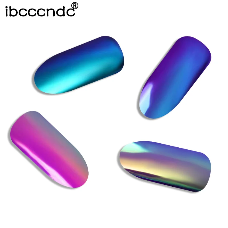 Неоновый Блестящий Единорог для ногтей зеркальный Порошок Ультратонкий Русалка