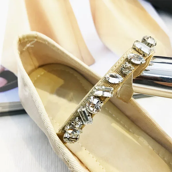 MONMOIRA Crystal Women Ballet Shoes Bowtie Rhinestone Elegant Party Shoes Slip on Flat Valentine Shoes Women SWA0064