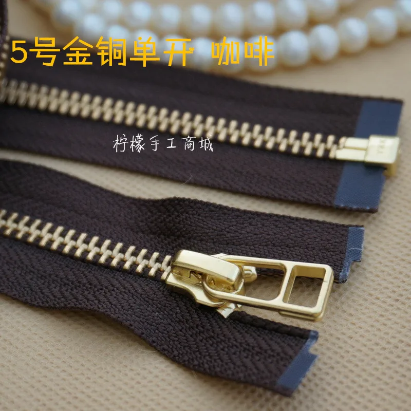 YKK5 Золотая медная одинарная открытая молния 50-100 см кофейная одежда пуховая | Дом