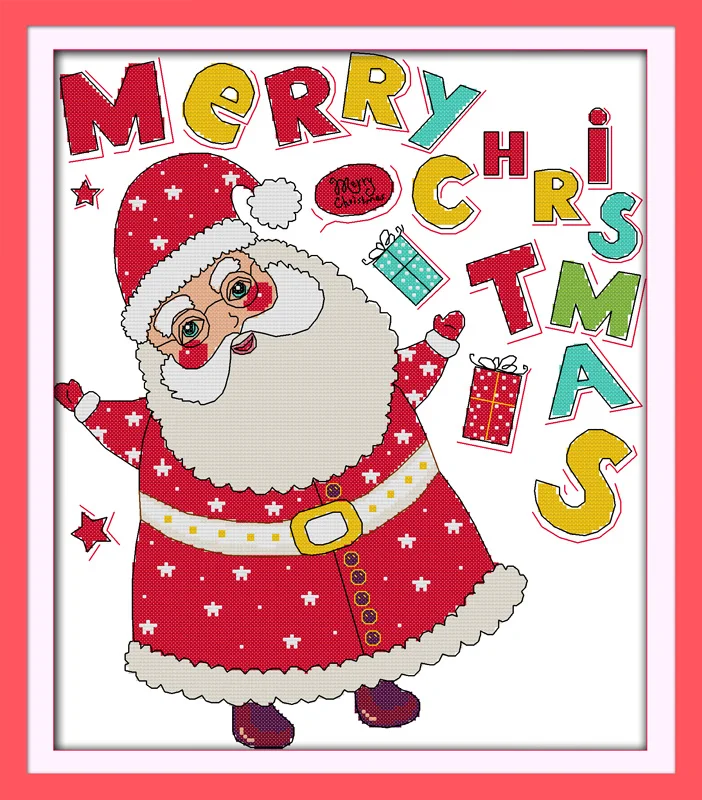 

Merry Christmas (2) cross stitch kit cartoon 14ct 11ct count print canvas stitching embroidery DIY handmade needlework