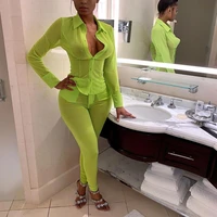 2019 mesh see through sexy jumpsuit women long sleeve buttons summer rompers skinny pencil pants two piece set women outfits