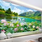Пользовательские фото обои 3D природный пейзаж Лебедь озеро фрески гостиная ТВ диван фоновая Ткань Классический домашний декор Фреска