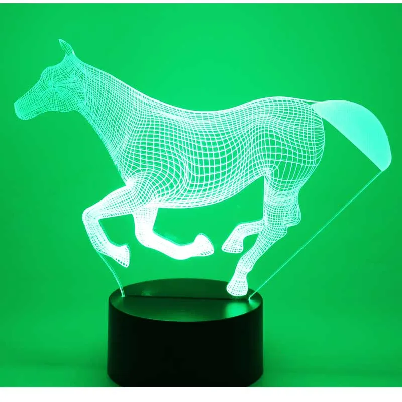 3D LED ночник бегущая лошадь с 7 видов цветов лампа для украшения дома потрясающая