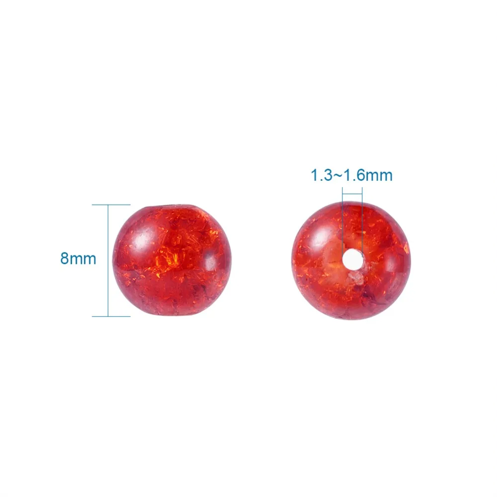 

500pcs 8mm Round Crackle Glass Round Ball Beads, Mixed Color, Hole: 1.3~1.6mm