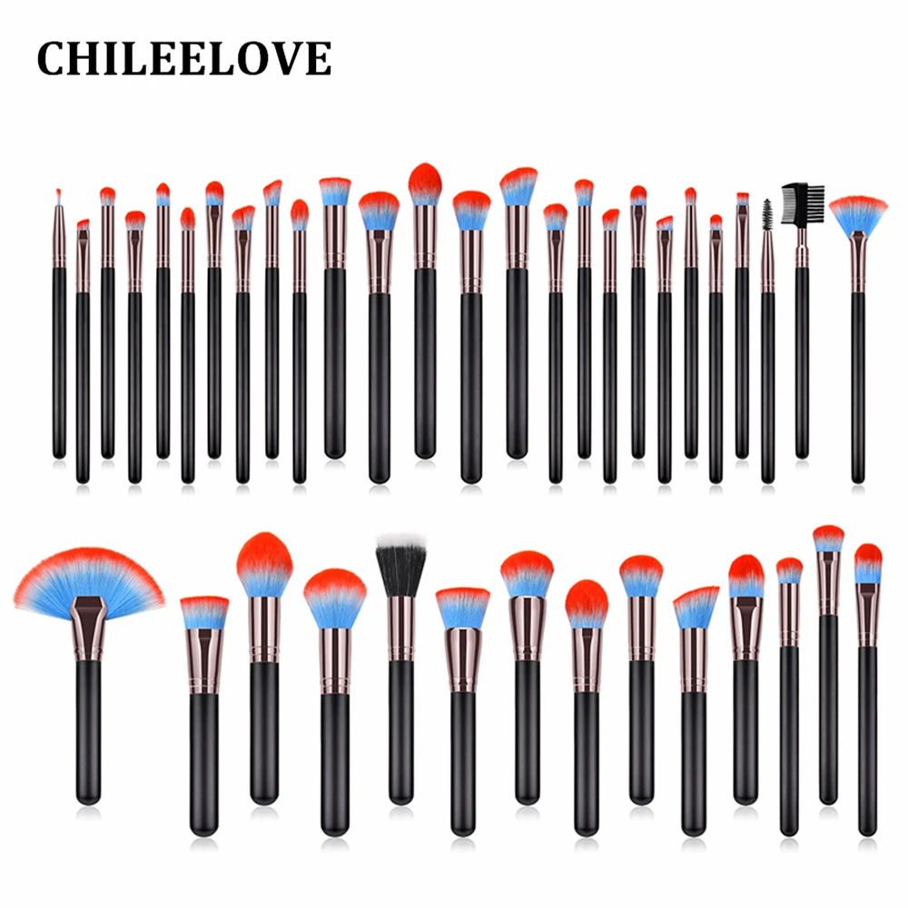 CHILEELOVE 40 шт./компл. набор кистей для макияжа красные синие волосы высокого