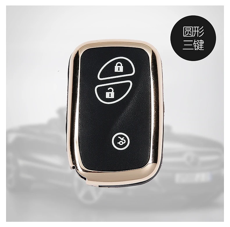 

1x Round Shape Zinc Alloy Key Shell + Weave Key Chains 3 Colors Car Protective Case Bag Cover Skin Shell Auto For Lexus 3-Keys