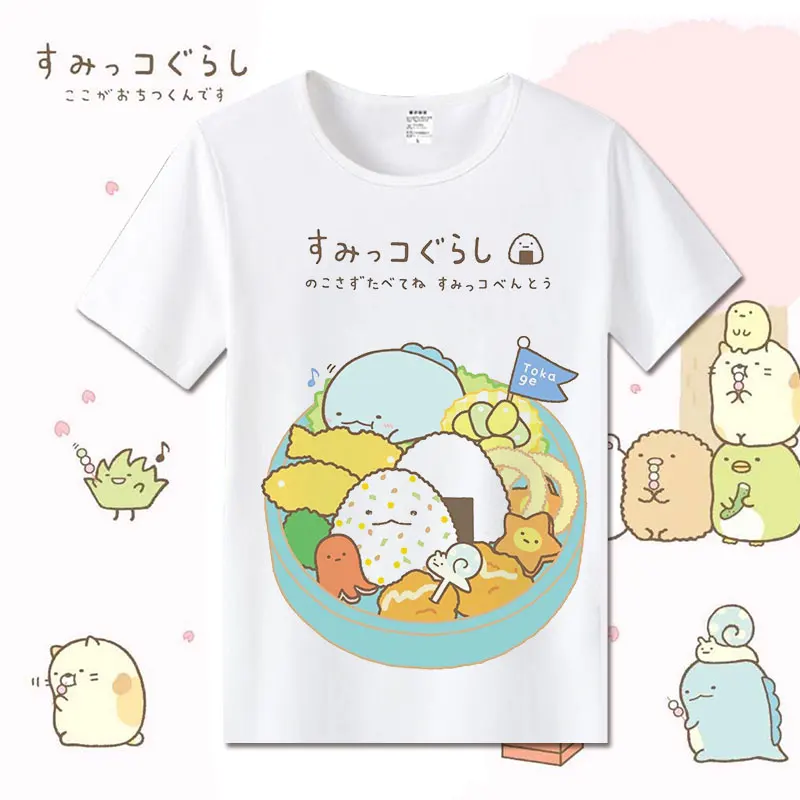 Новые хлопковые футболки Sumikko Gurashi для женщин Студенческая футболка с героями