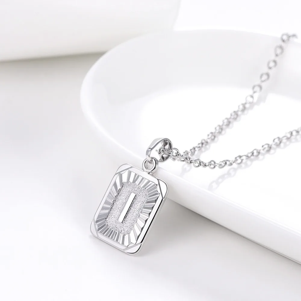 U7 Square Letters Necklaces Pendant Chain Necklace for Women Men English Initial Name Alphabet Jewelry Best Birthday Gifts P1196