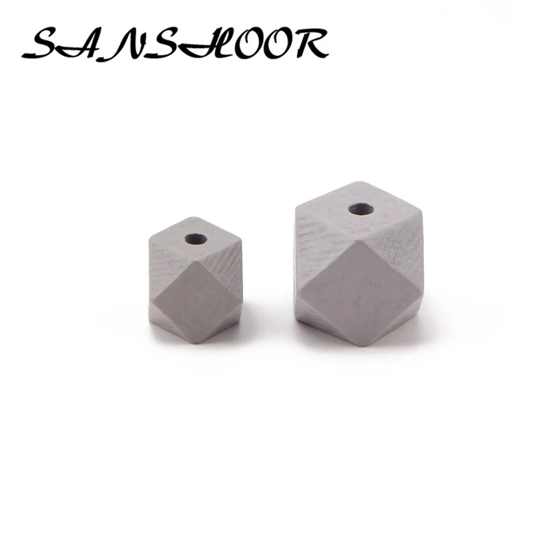 Gray 30 each 20pcs SANSHOOR, персонализированные шестиугольные радужные деревянные бусины, геометрическое дерево, ремесло для Diy, брелки для ключей, Женские Ювелирные изделия, Микс 15 мм 20 мм 40 шт - Цвет: Gray 30 each 20pcs