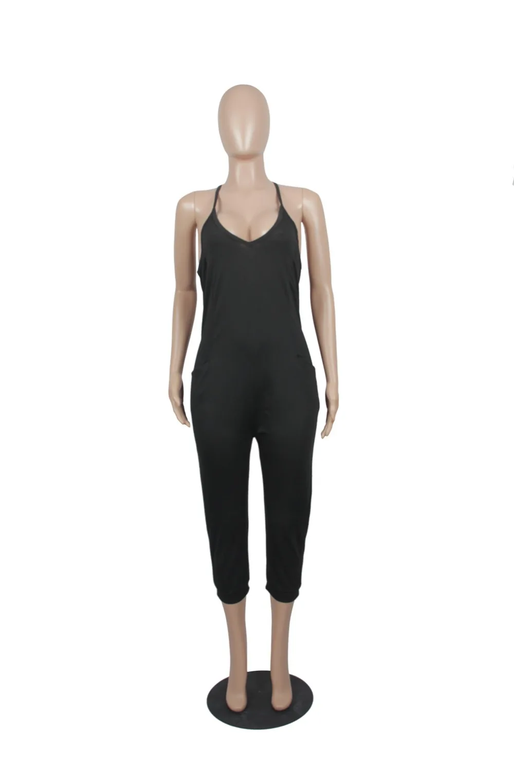

Solid Color V Neck Strap Women Casual Jumpsuits Summer Women Bodysuits