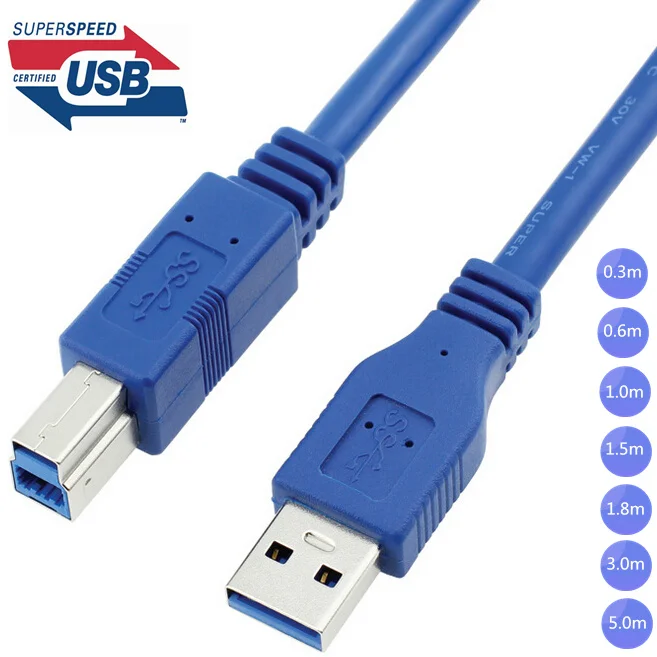 

USB 3.0 A Male AM to USB 3.0 B Type Male BM USB3.0 Cable 0.3m 0.6m 1m 1.5m 1.8m 3m 5m 1ft 2ft 3ft 5ft 6ft 10ft 30cm 1 3 5 Meters