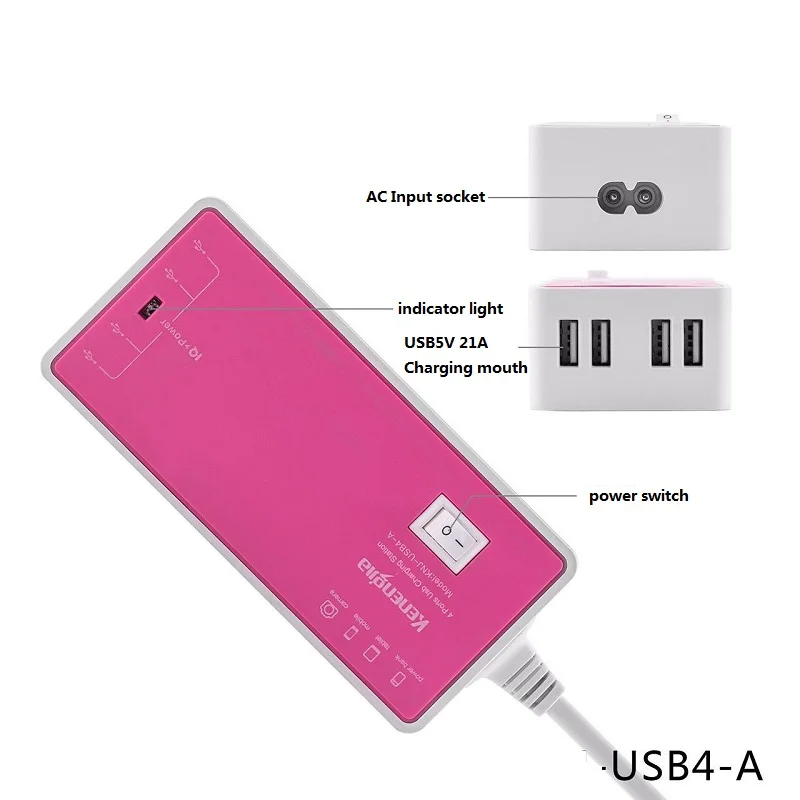 5V 4A быстрой зарядки 4USB Порты и разъёмы розетки универсальный USB Мощность полосы в
