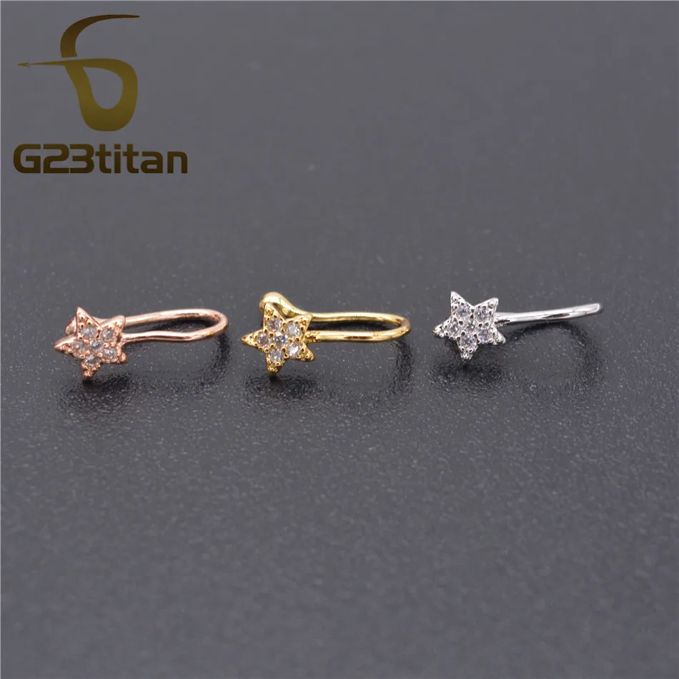 Поддельные кольца G23titan для пирсинга серьги Клипсы из розового золота с