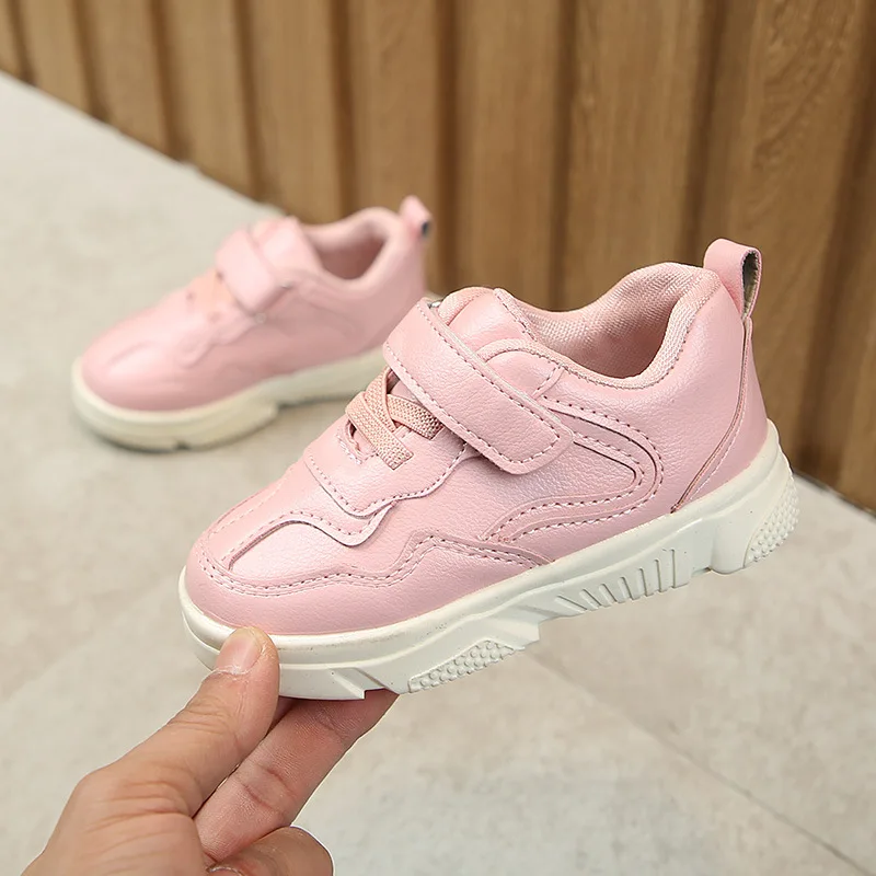 pink Детские кроссовки ботинки для девочек весна/осенний Детский свитшот для мальчиков и Повседневное спортивная обувь для мальчиков Начальная школа белые кроссовки для пешего туризма, модная - Цвет: pink