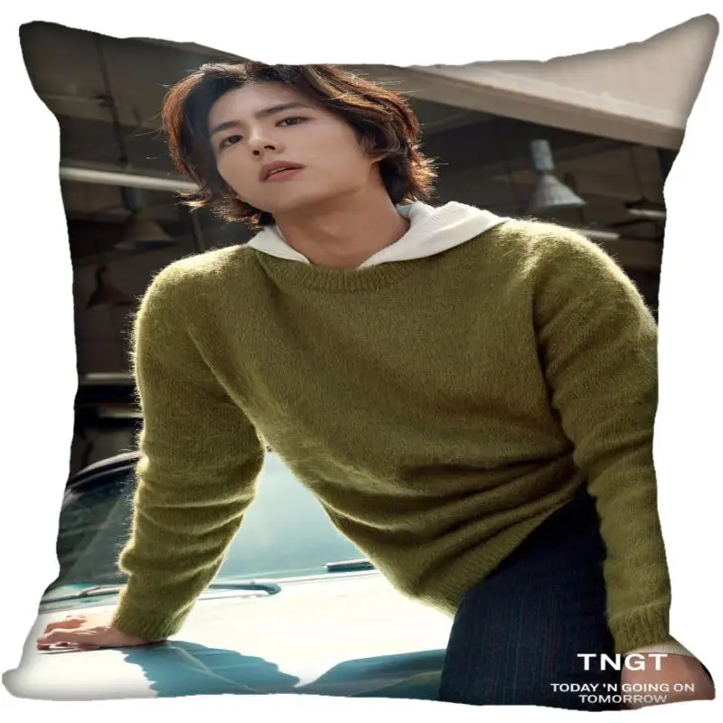 2 На заказ Kpop Park Bo Gum печатные квадратные шелковые наволочки 40x40 см, 35x35 см одна сторона атласная Наволочка логотип - Цвет: 2