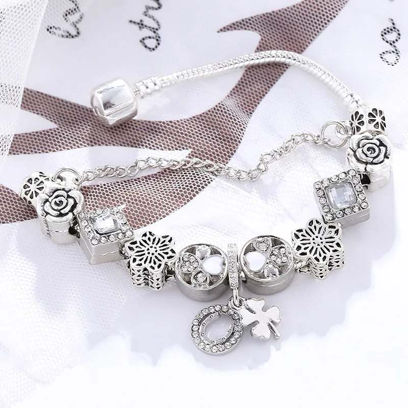 Роскошные с блестящими кристаллами бусины Листья Подвеска Клевер подходит