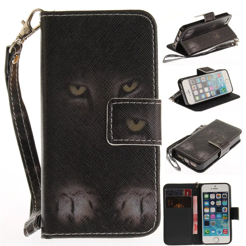 COATUNCLE чехол для телефона, чехол для Apple iPhone 5, 5S, SE, чехол для iPhone 5, чехол с собакой, совой, цветочным бумажником, откидной чехол, кожаный чехол