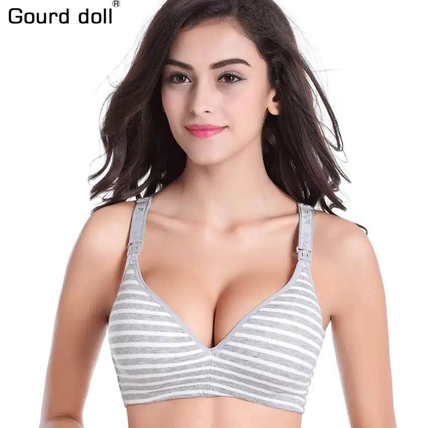 gray stripes Хлопковый Комплект бюстгальтеров для беременных и кормления беременных кормящих женщин нижнее белье бюстгальтер для кормления - Цвет: gray stripes
