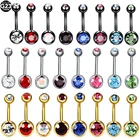 1 шт. G23 титановый пирсинг Ombligo живота пирсинг для пупка циркониевый драгоценный камень черный золотой 14 г кольцо на пупок серьги ювелирные изделия для тела