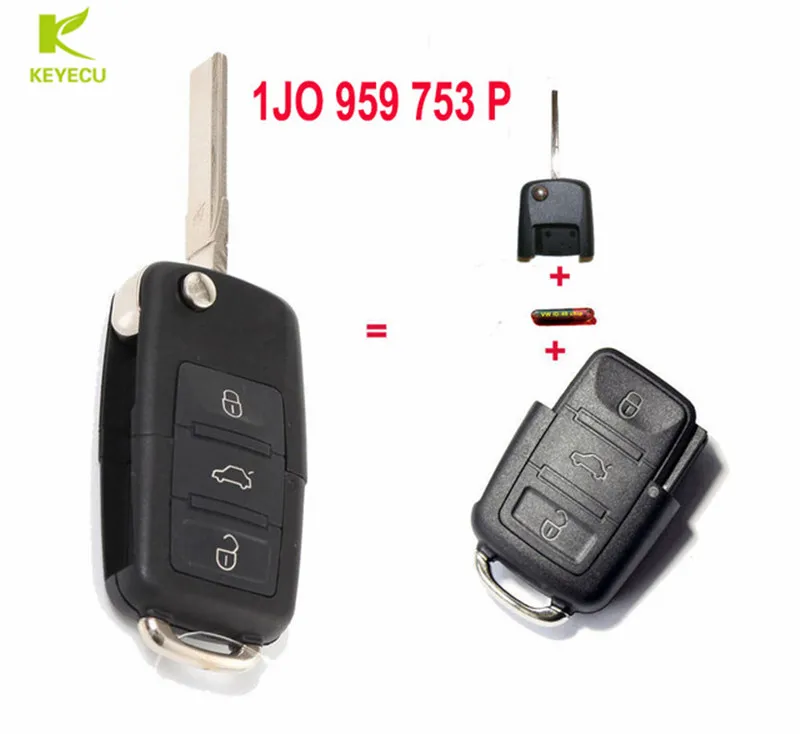 KEYECU 1J0 959 753 P 1J0959753P складной дистанционный ключ без ключа вход передатчик стартера