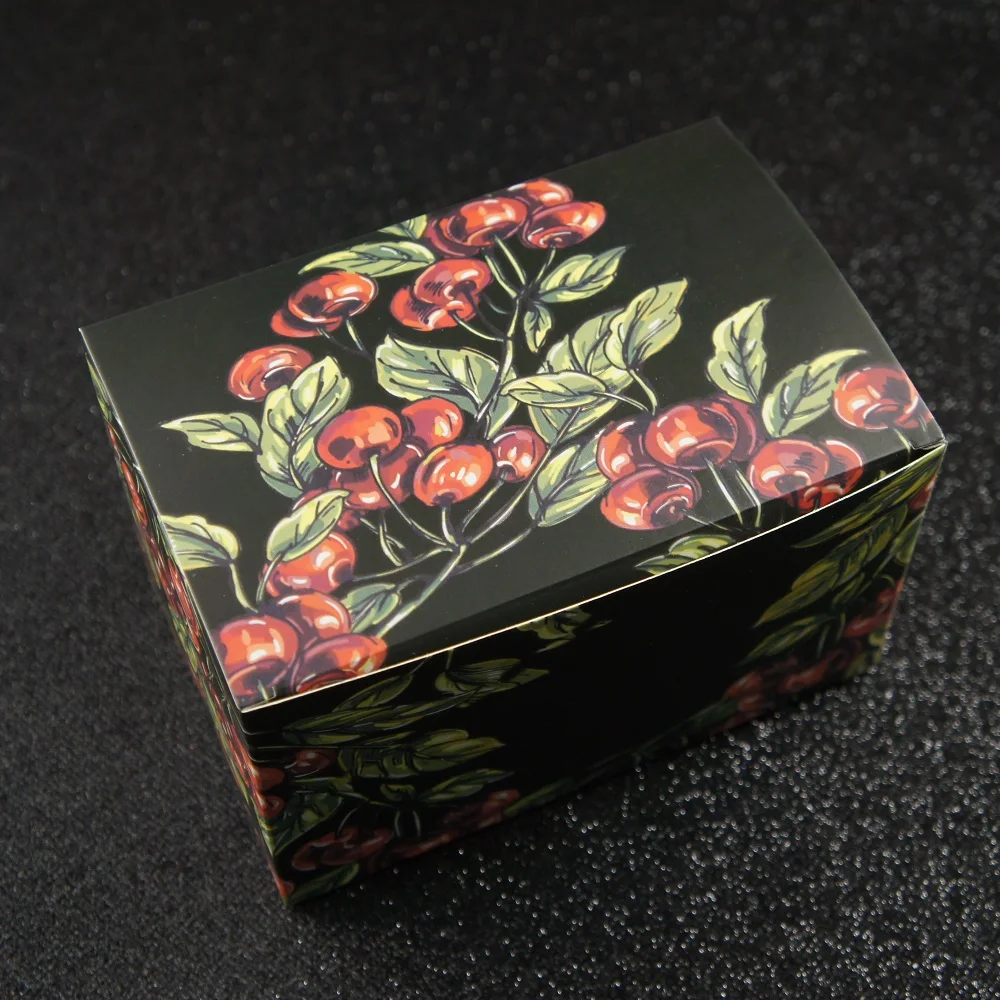 

Cherry black design 10pcs 15*10*9 cm Paper Box Candy Cookie jar candle Christmas wedding Party Christmas DIY gift Packaging