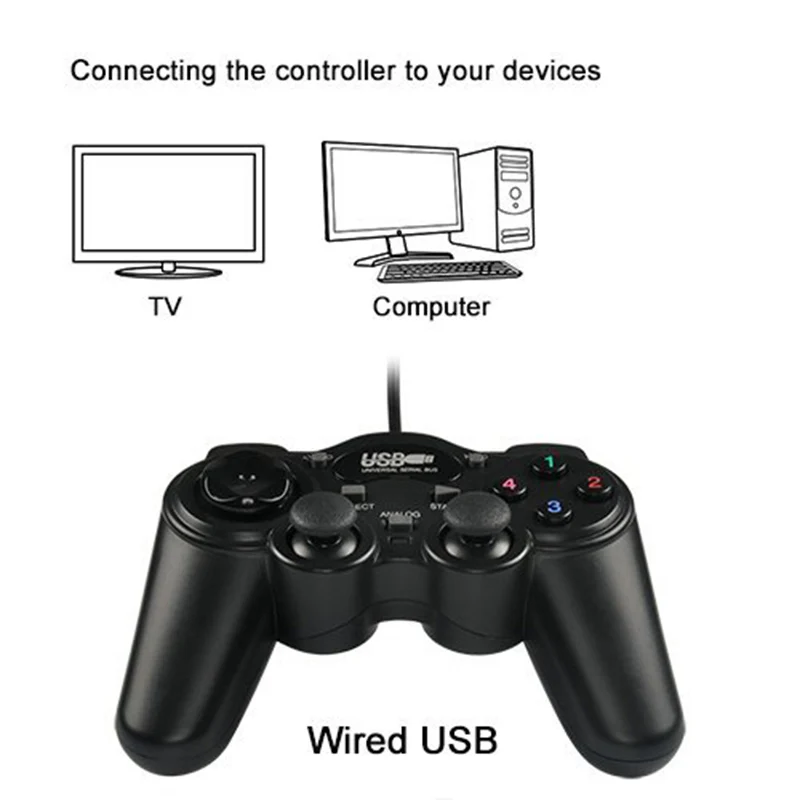 Игровой контроллер USB проводной джойстик геймпад с двойной вибрацией Джойстик