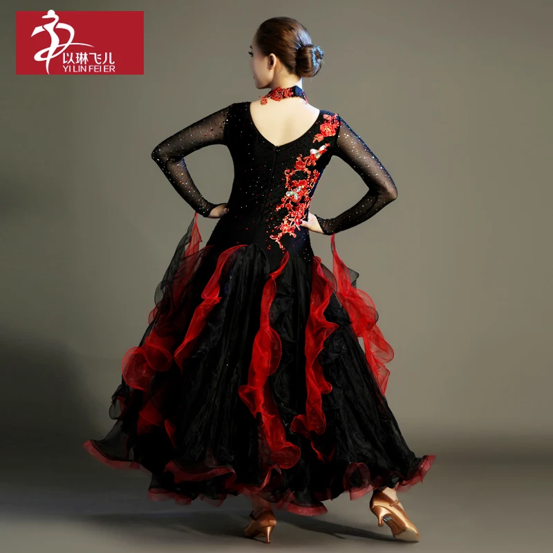 

Led Costume Ballroom Dance Skirts Newest Design Woman Modern Waltz Tango Dance Dress/standard Ballroom Competition Dress -281