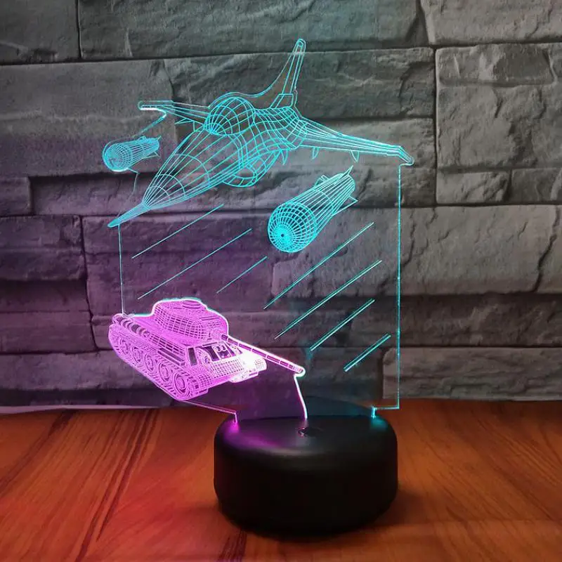 

Type Of Tank 3d Vision Nightlight Creative Colorful Touch Charging Stereo Usb Led Light Novelty Led Usb Kids 3D Lamp
