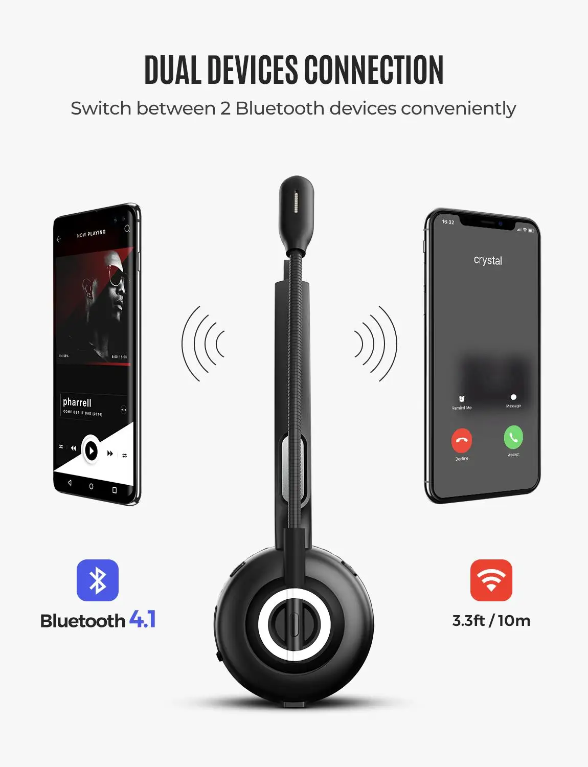 Беспроводные Bluetooth-наушники Mpow TH1 с зарядной док-станцией 17 часов работы |