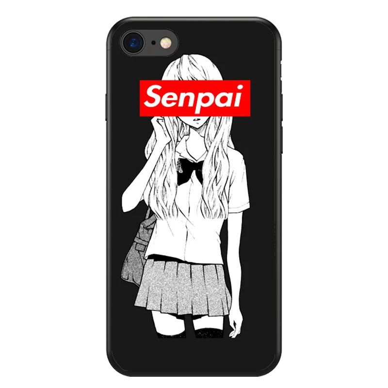 Sugoi Senpai аниме вайфу чехол для телефона iPhone XS Max XR X 8 7 6 6S Plus 5S SE 4S 5C Мягкий Черный