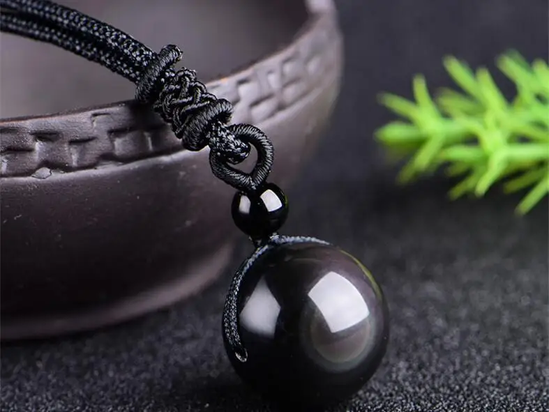 Натуральный цвет черный обсидиан ручная работа радужные бусины амулет подвеска